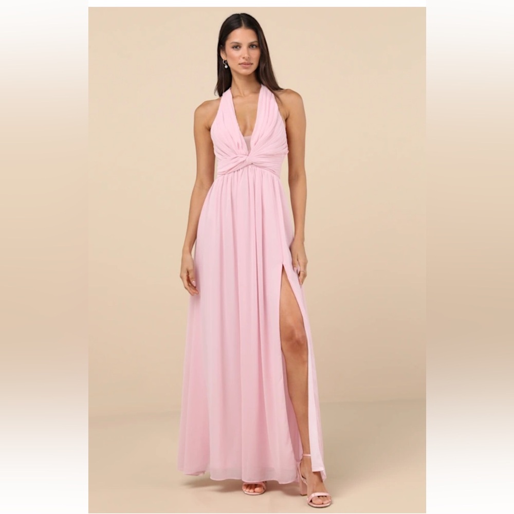 Lulu's Light Pink Halter Maxi Dress